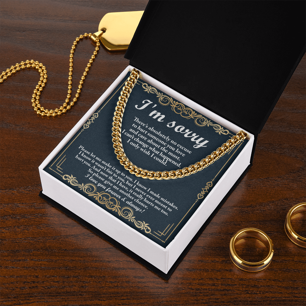 Heartfelt Apology Cuban Link Necklace – To My Love | Gold Chain Gift for Boyfriend or Husband