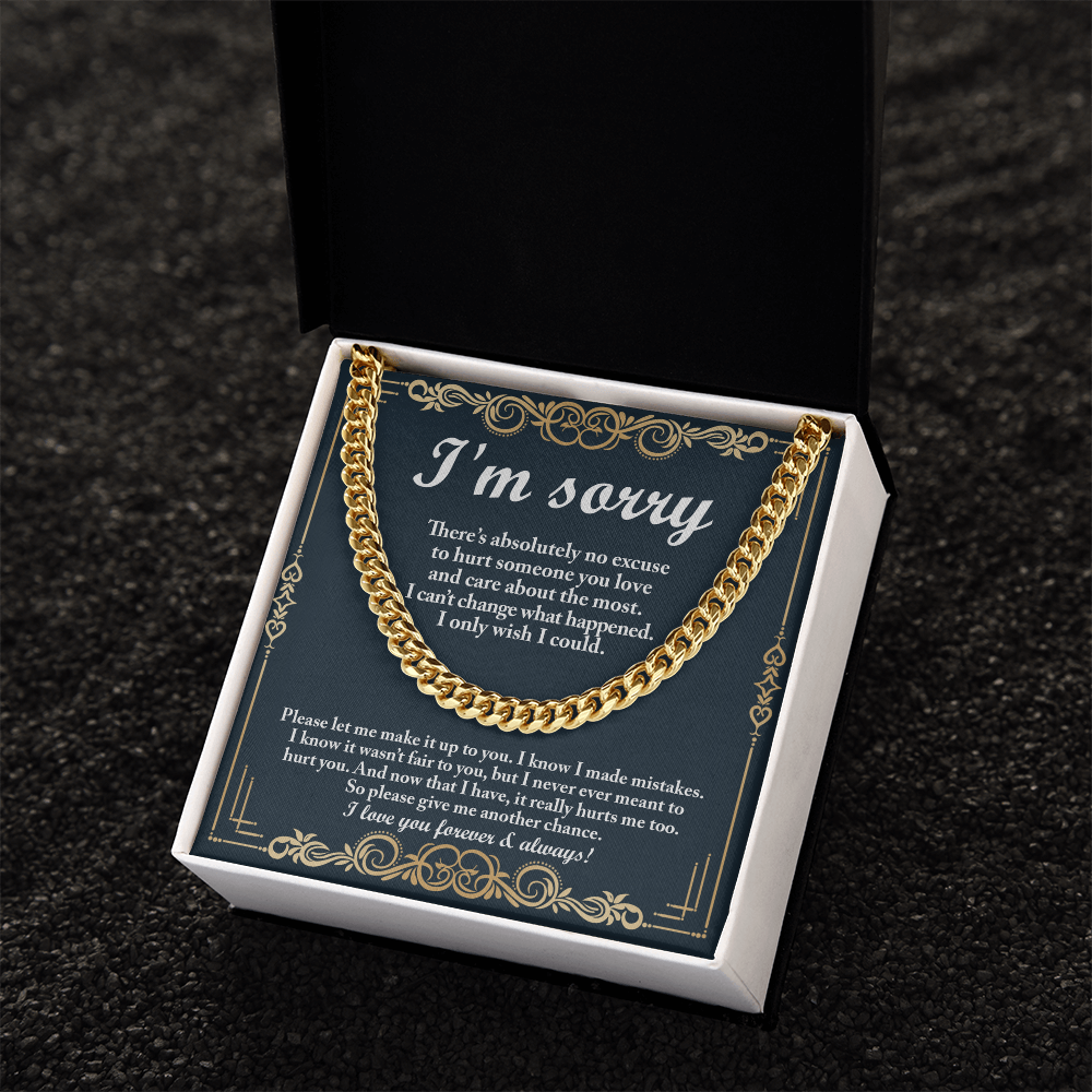 Heartfelt Apology Cuban Link Necklace – To My Love | Gold Chain Gift for Boyfriend or Husband