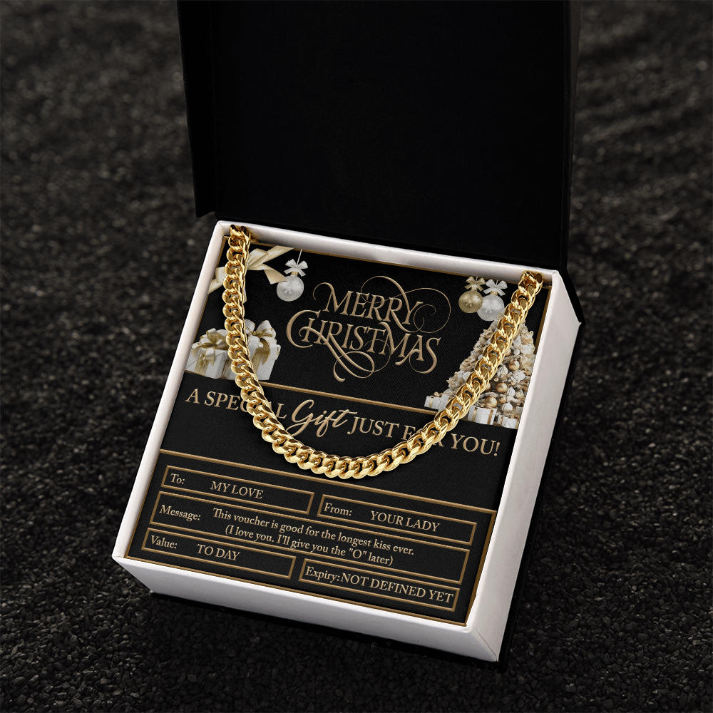 Merry Christmas Men's Cuban Chain Necklace – Funny Romantic, Flirty Christmas Gift