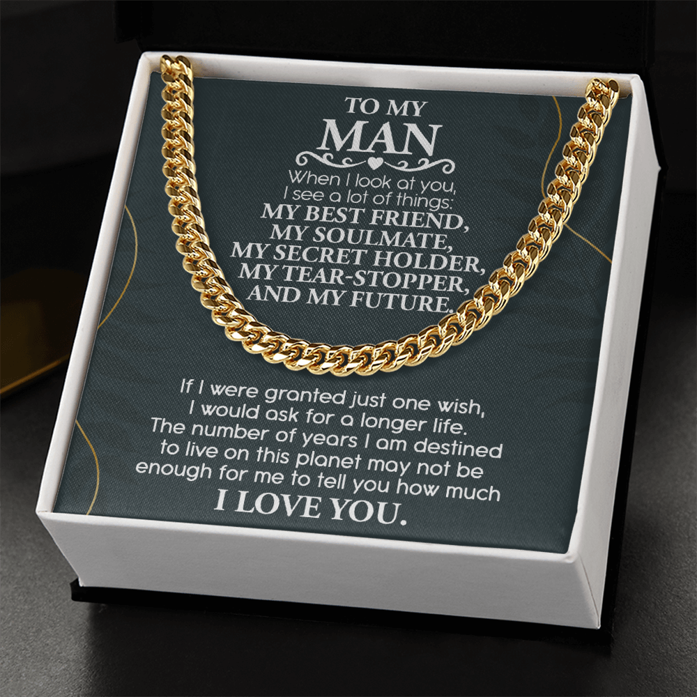 To My Man Cuban Link Necklace – Soulmate & Best Friend Love Gift for Him