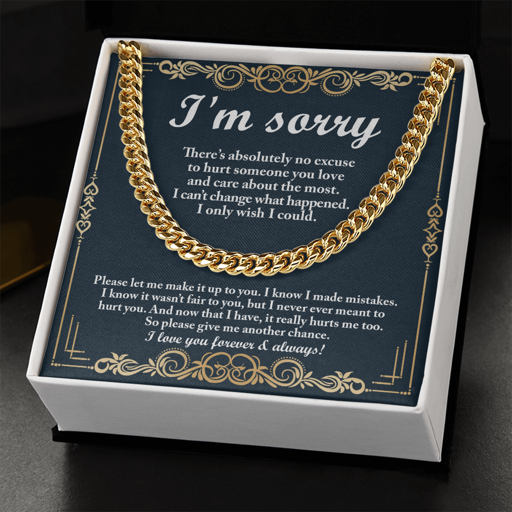 Heartfelt Apology Cuban Link Necklace – To My Love | Gold Chain Gift for Boyfriend or Husband