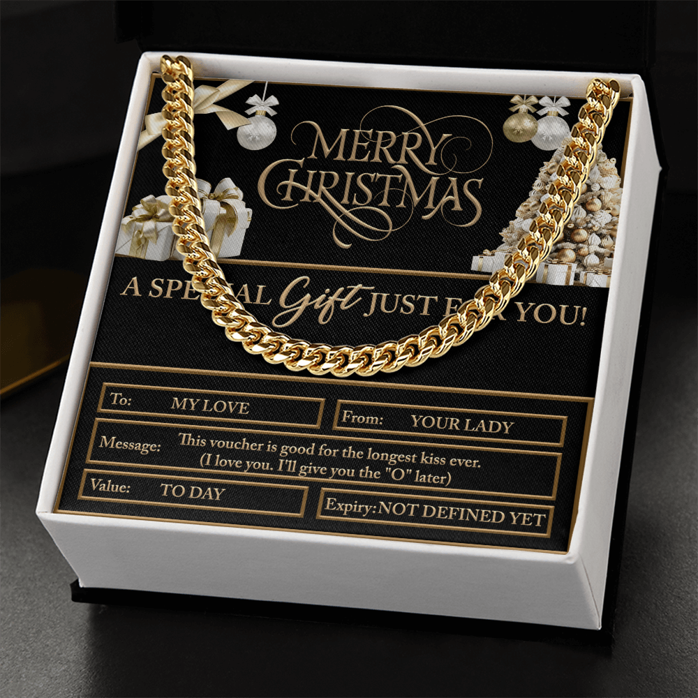 Merry Christmas Men's Cuban Chain Necklace – Funny Romantic, Flirty Christmas Gift