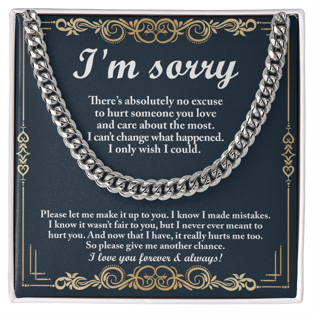 Heartfelt Apology Cuban Link Necklace – To My Love | Gold Chain Gift for Boyfriend or Husband