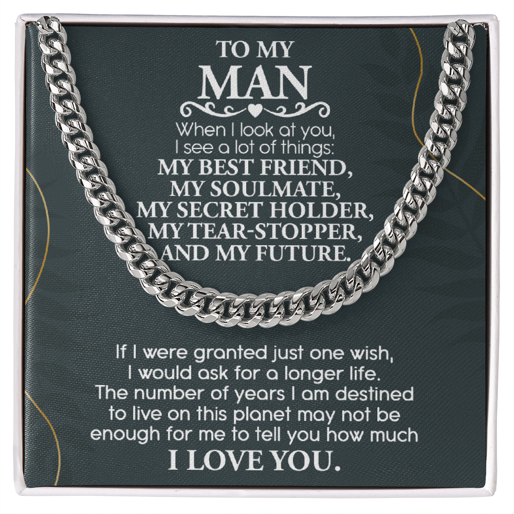 To My Man Cuban Link Necklace – Soulmate & Best Friend Love Gift for Him