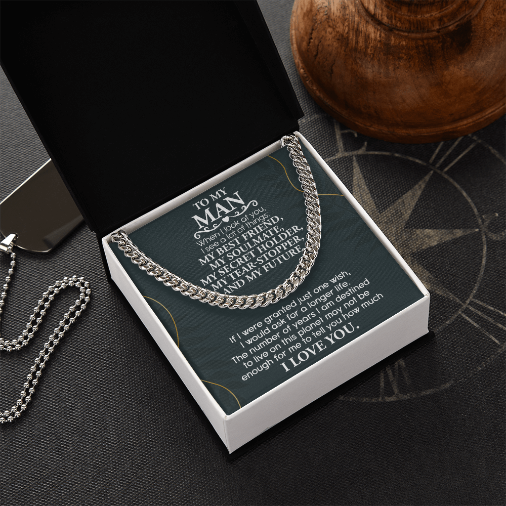 To My Man Cuban Link Necklace – Soulmate & Best Friend Love Gift for Him