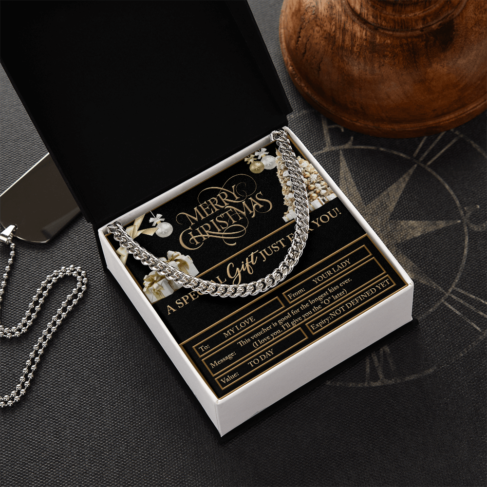 Merry Christmas Men's Cuban Chain Necklace – Funny Romantic, Flirty Christmas Gift
