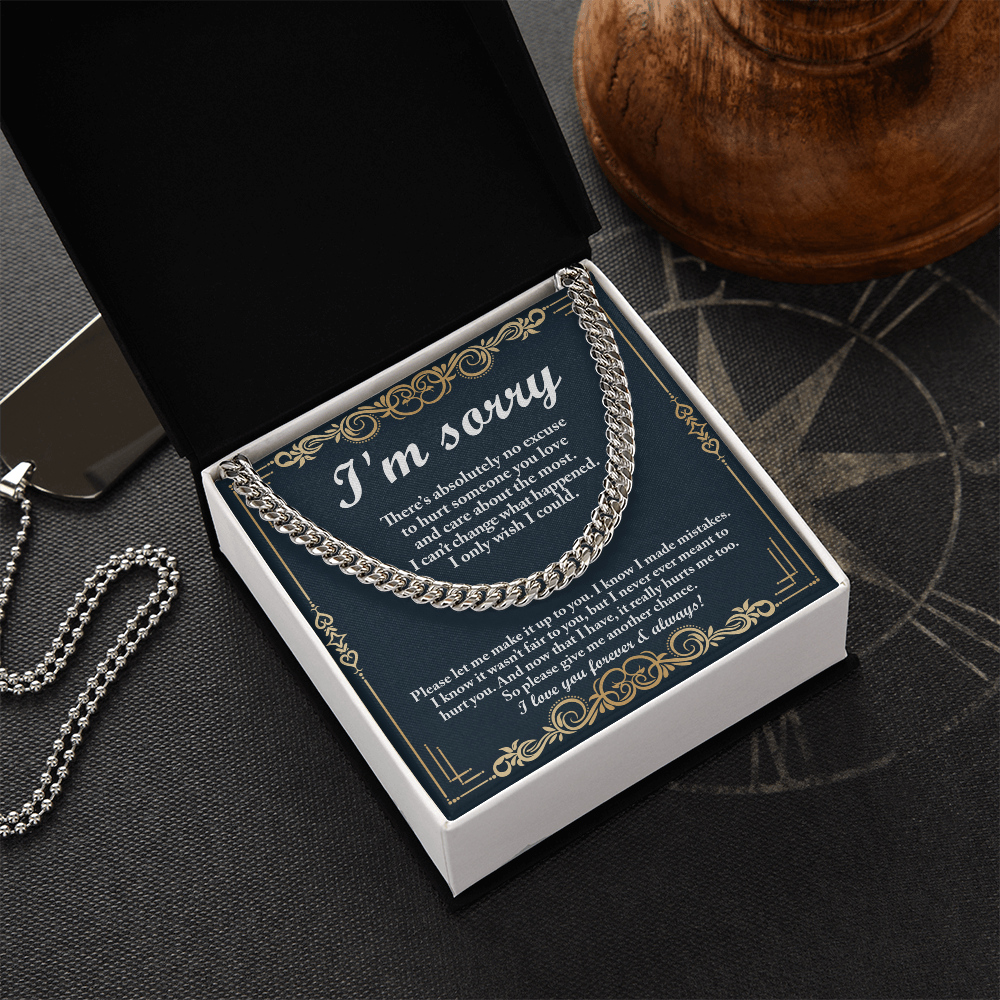 Heartfelt Apology Cuban Link Necklace – To My Love | Gold Chain Gift for Boyfriend or Husband