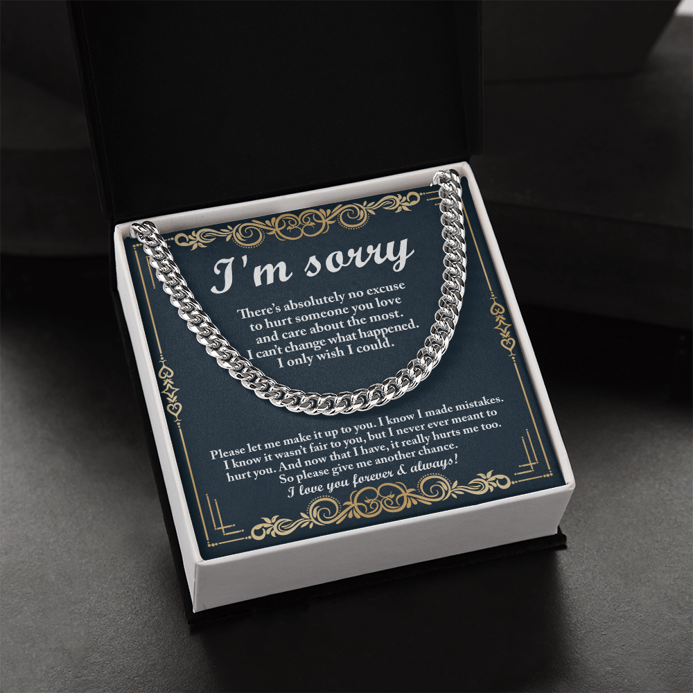 Heartfelt Apology Cuban Link Necklace – To My Love | Gold Chain Gift for Boyfriend or Husband