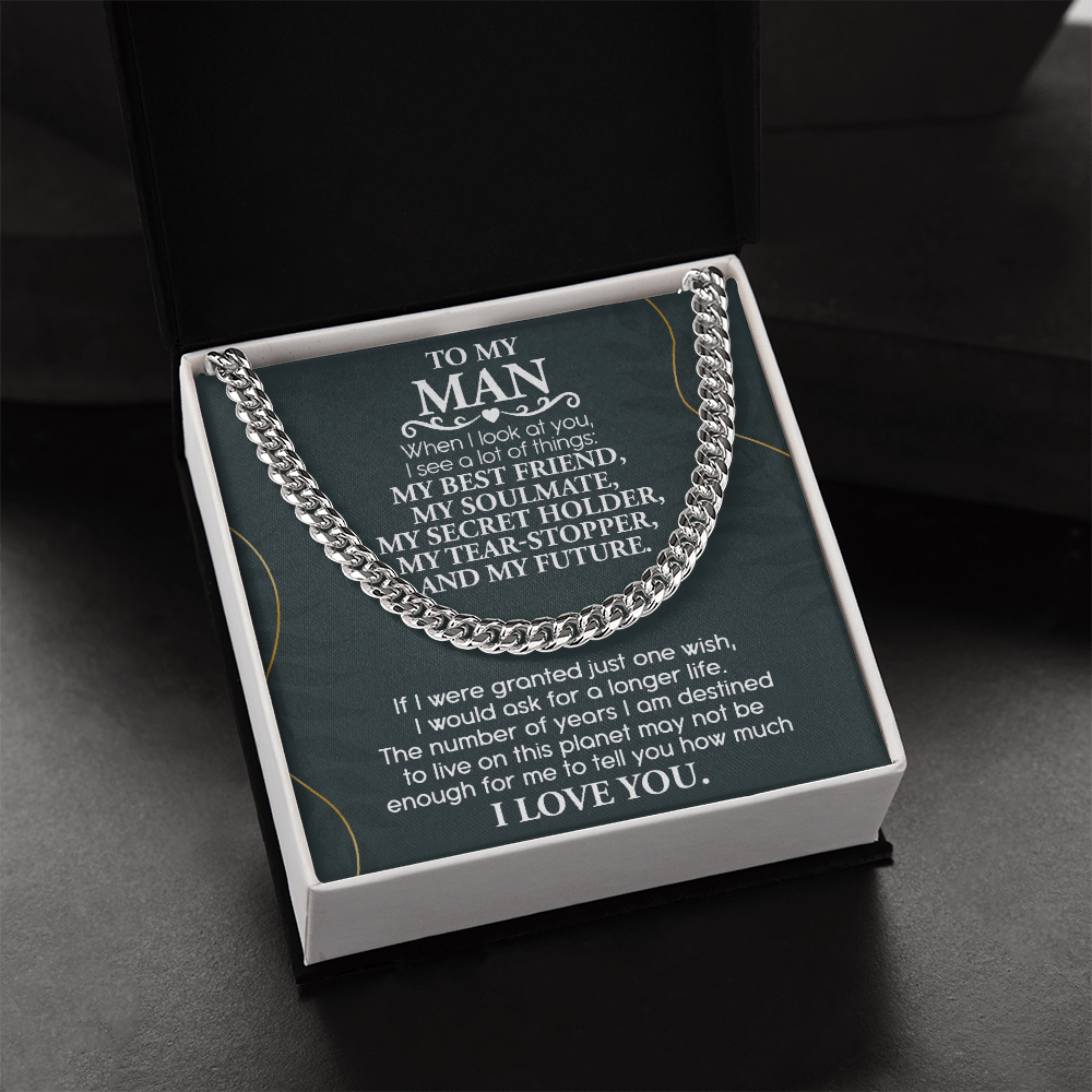 To My Man Cuban Link Necklace – Soulmate & Best Friend Love Gift for Him