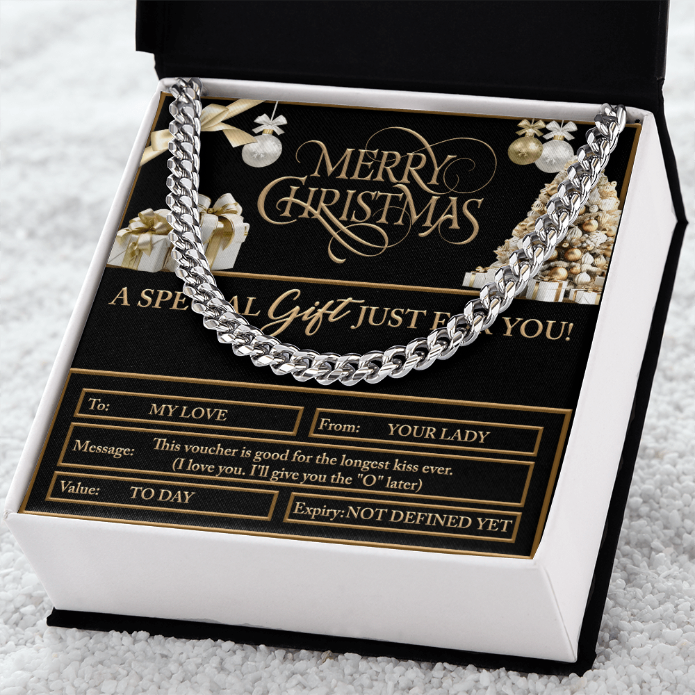 Merry Christmas Men's Cuban Chain Necklace – Funny Romantic, Flirty Christmas Gift