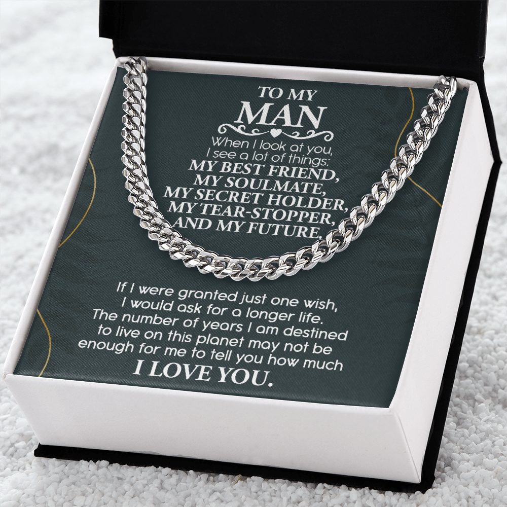 To My Man Cuban Link Necklace – Soulmate & Best Friend Love Gift for Him