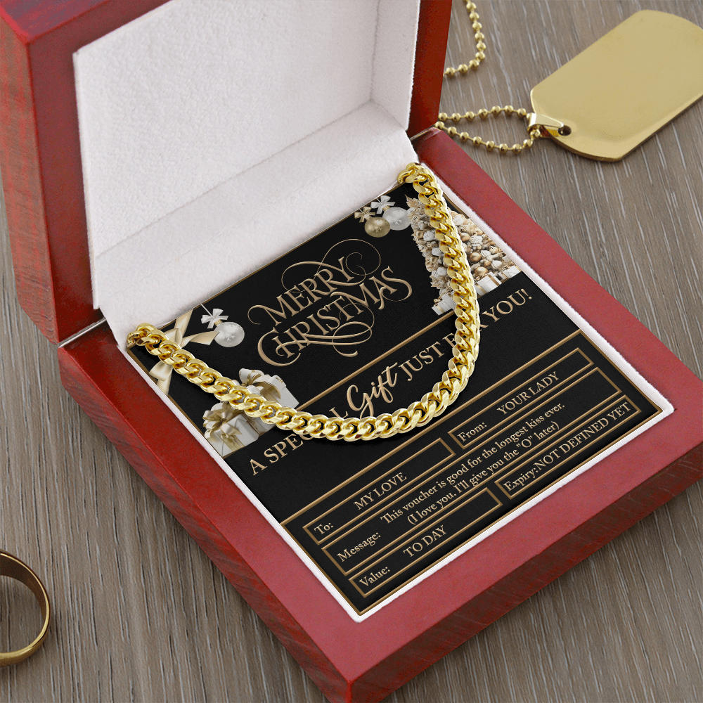 Merry Christmas Men's Cuban Chain Necklace – Funny Romantic, Flirty Christmas Gift
