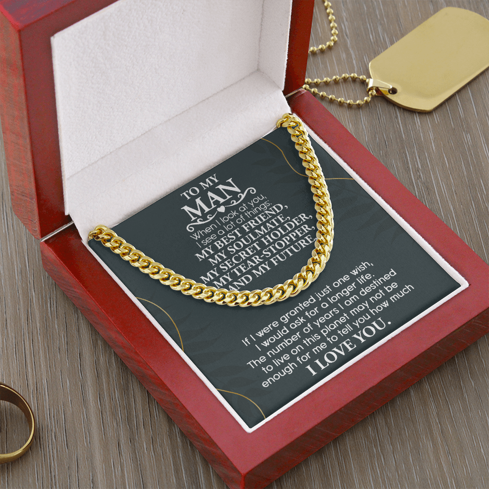 To My Man Cuban Link Necklace – Soulmate & Best Friend Love Gift for Him