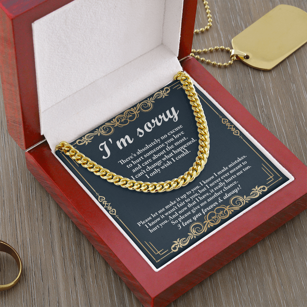 Heartfelt Apology Cuban Link Necklace – To My Love | Gold Chain Gift for Boyfriend or Husband