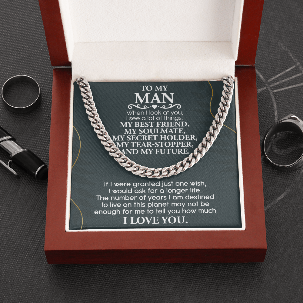To My Man Cuban Link Necklace – Soulmate & Best Friend Love Gift for Him