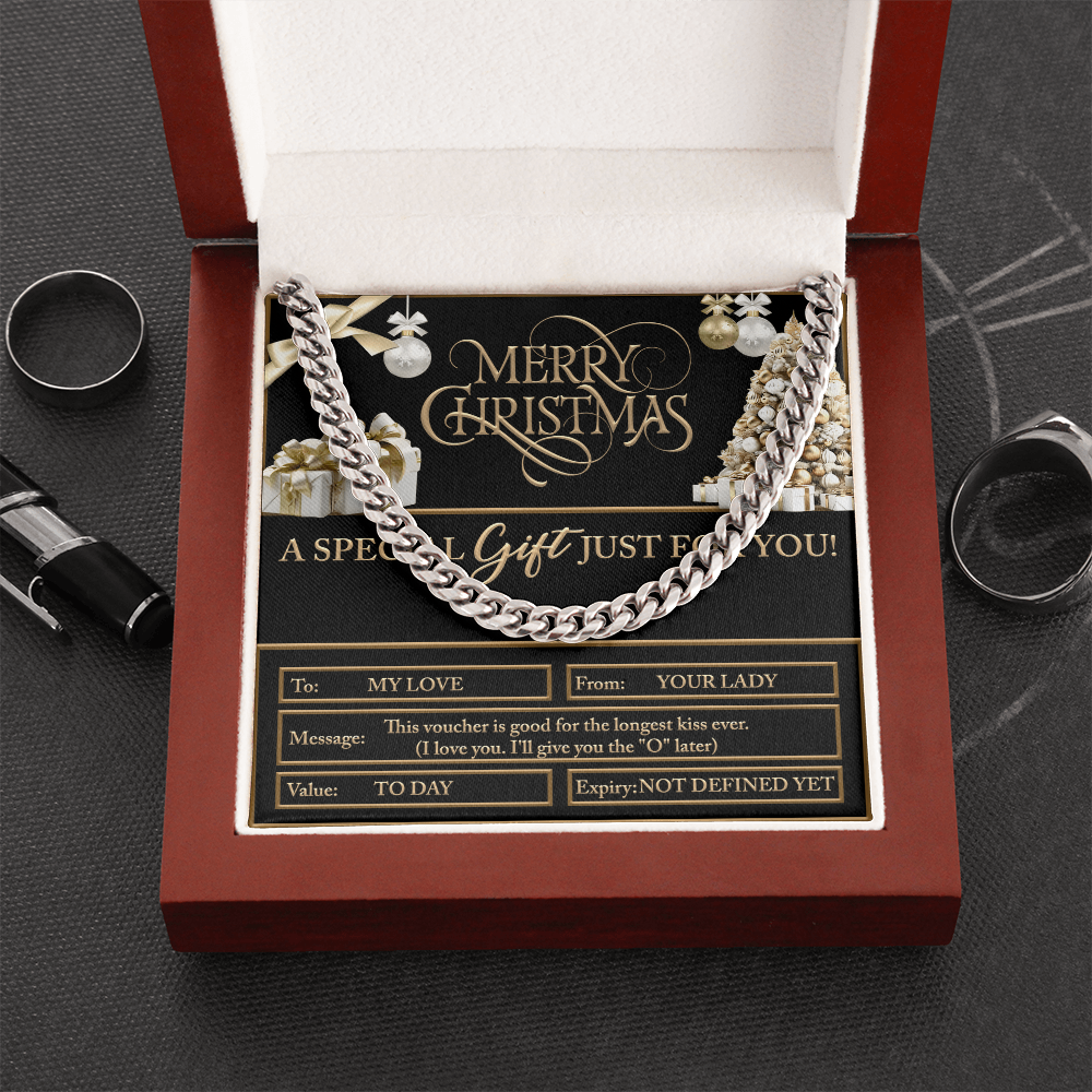Merry Christmas Men's Cuban Chain Necklace – Funny Romantic, Flirty Christmas Gift