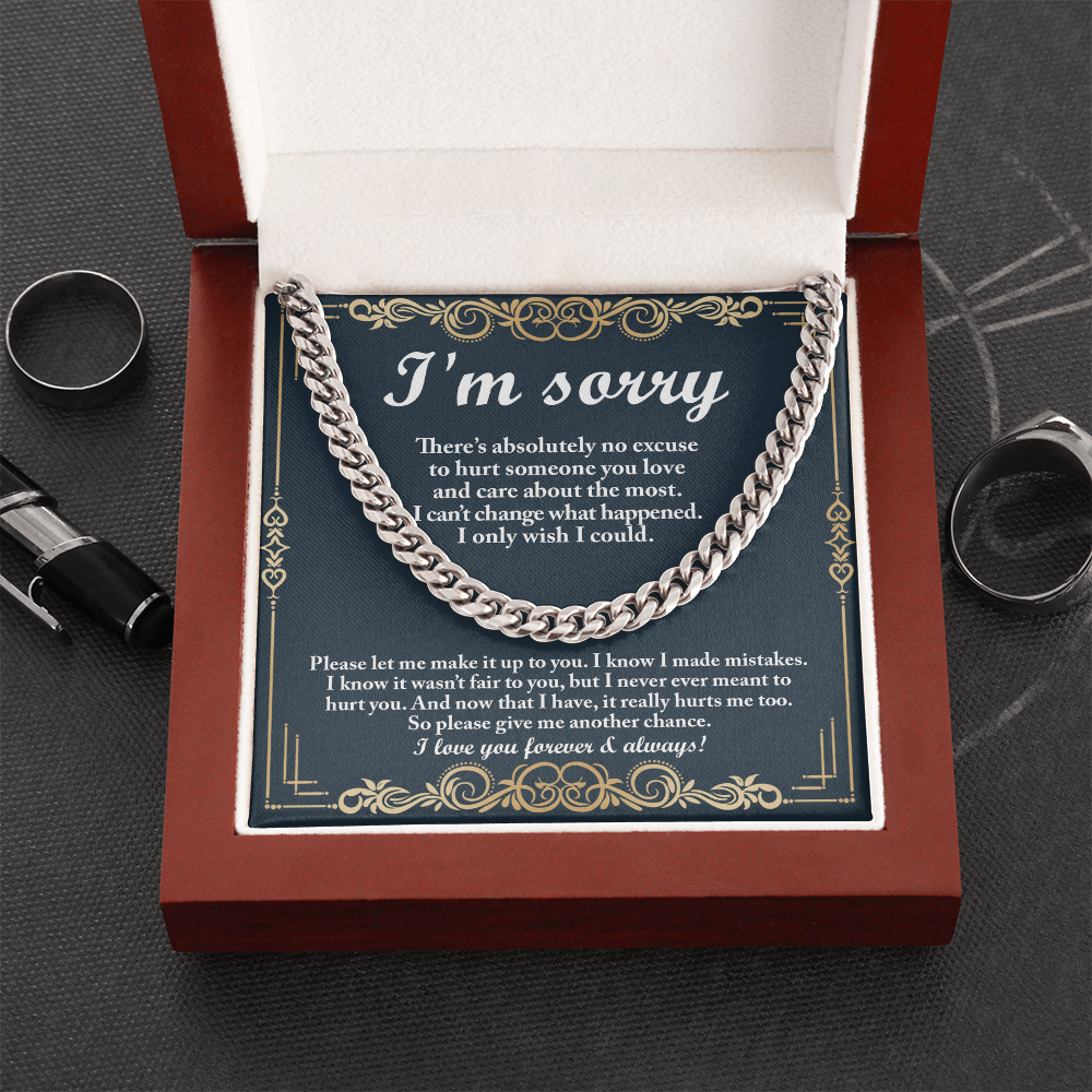 Heartfelt Apology Cuban Link Necklace – To My Love | Gold Chain Gift for Boyfriend or Husband