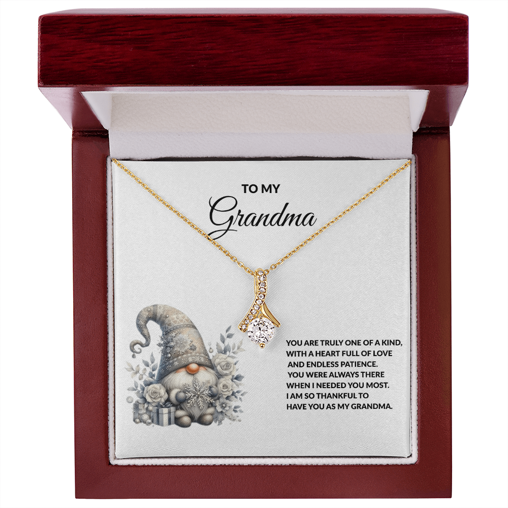 Grandma Gift - Necklace with Winter Gnome Heartfelt Message Card