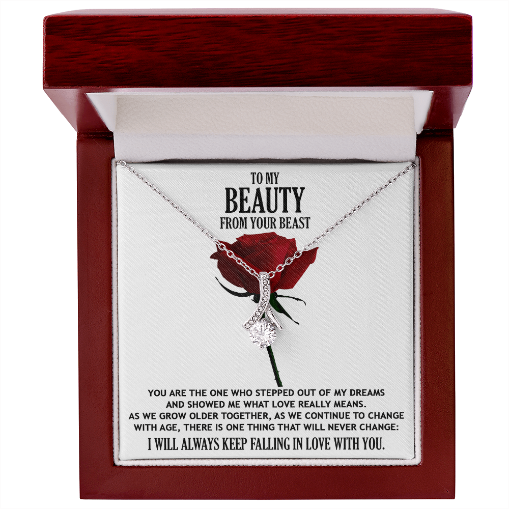 To My Beauty From Your Beast - You Stepped Out of my Dreams Romantic Soulmate Necklace