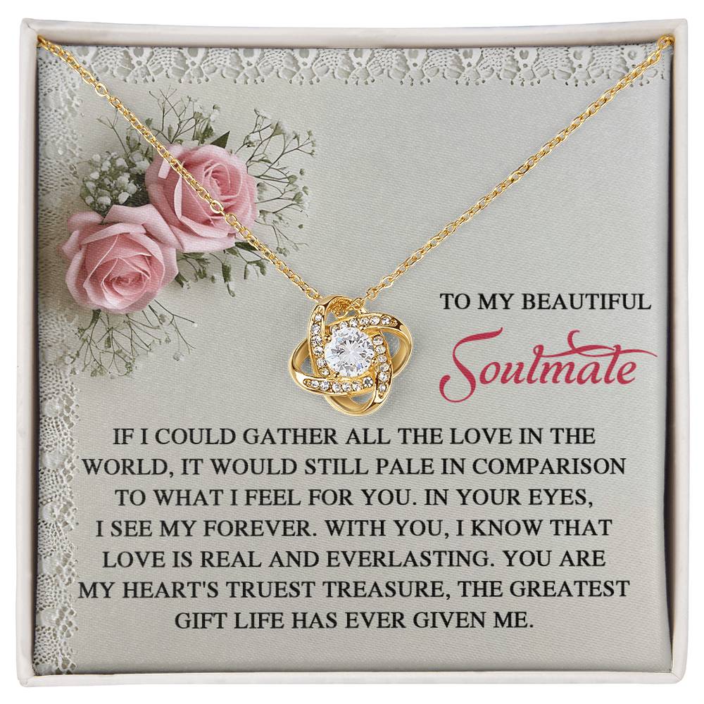 Soulmate - My Heart's Treasure - Love Knot Necklace With Romantic Message