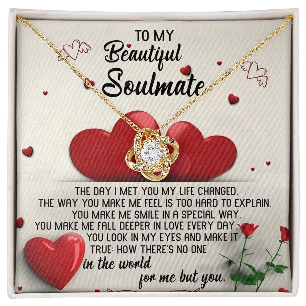 To My Beautiful Soulmate Love Knot Necklace – Romantic Forever Love Gift for Her