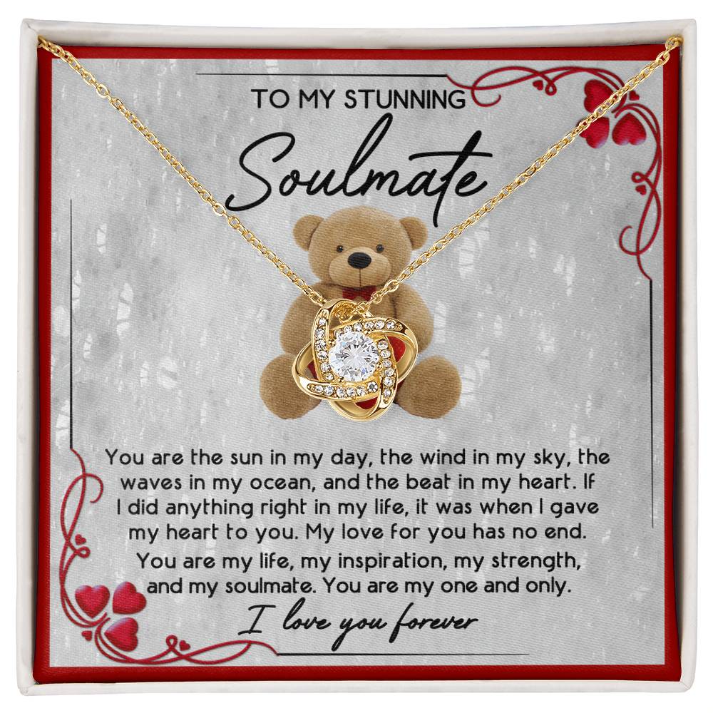 Soulmate Gift – I Love You Forever Necklace with Teddy Bear Message Card