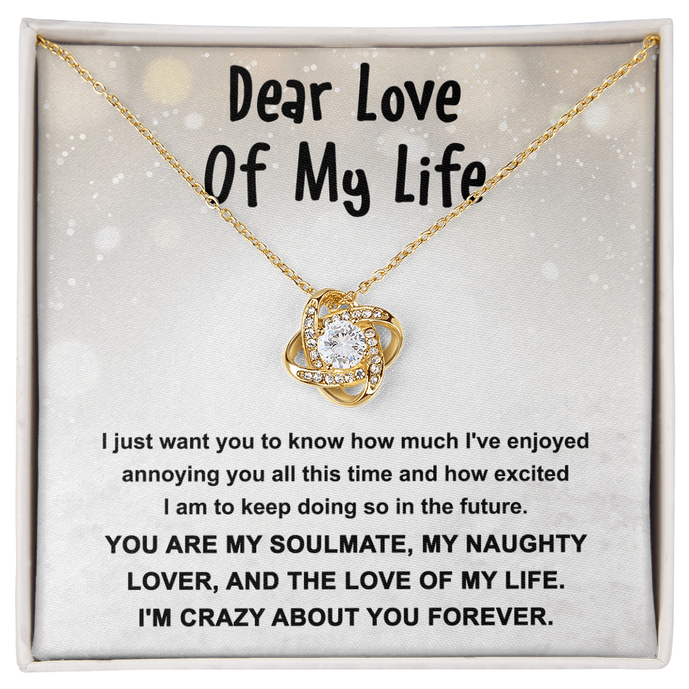 Dear Love of My Life Love Knot Necklace – Playful Soulmate Gift for Her