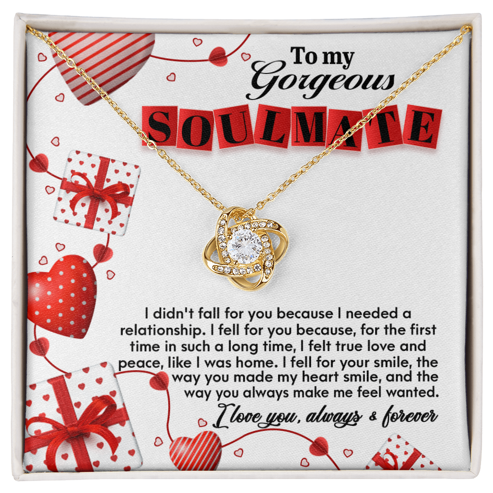 To My Gorgeous Soulmate Love Knot Necklace – Always & Forever Romantic Gift for Her