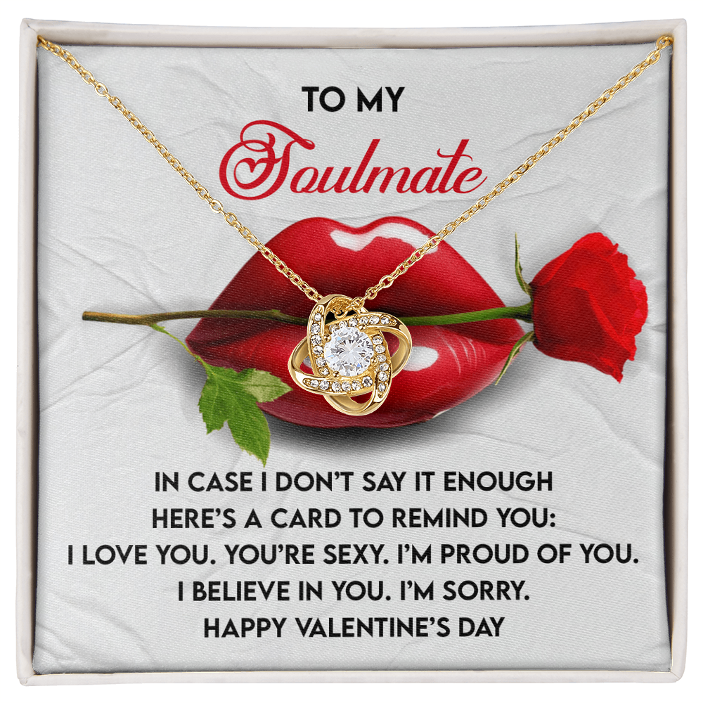 Soulmate Love Knot Necklace – Romantic Valentine's Day Gift with Message Card for Her
