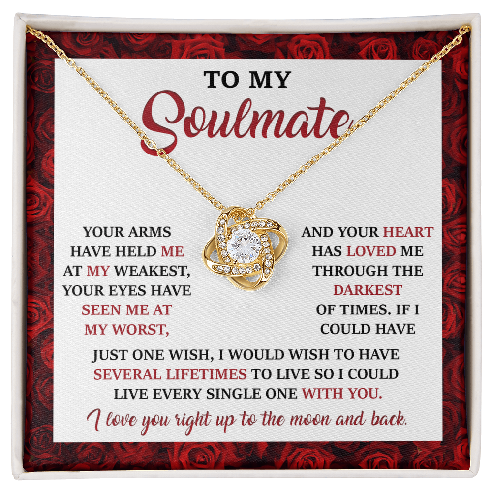 To My Soulmate – One Wish - Love Knot Necklace with Message Card