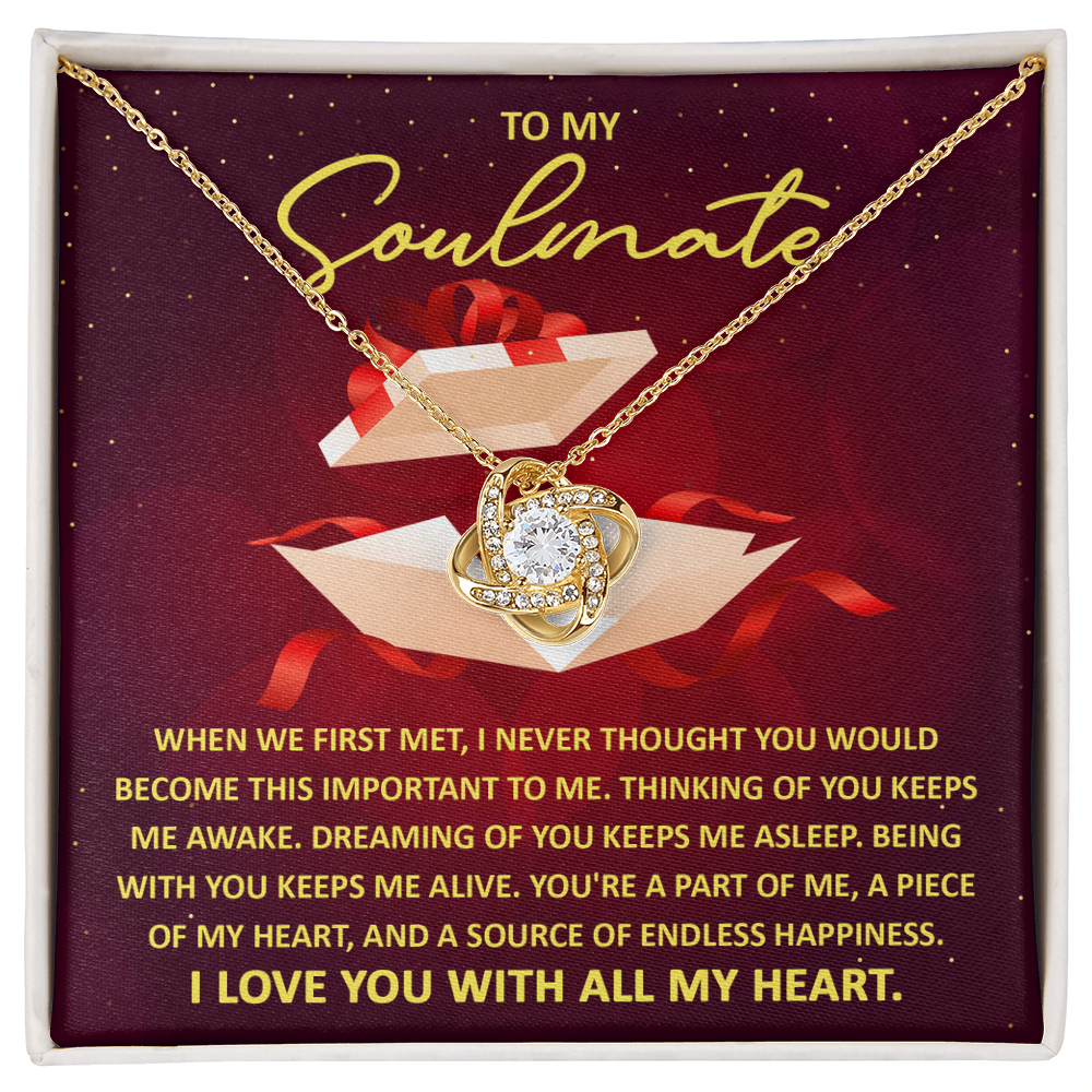 To My Soulmate – Thinking of You - Love Knot Necklace with Romantic Message