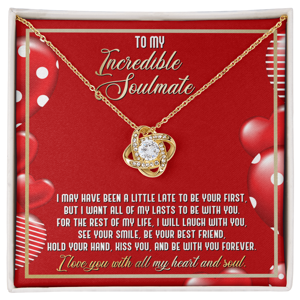To My Incredible Soulmate – Love Knot Necklace | Romantic Valentine's Gift for Her