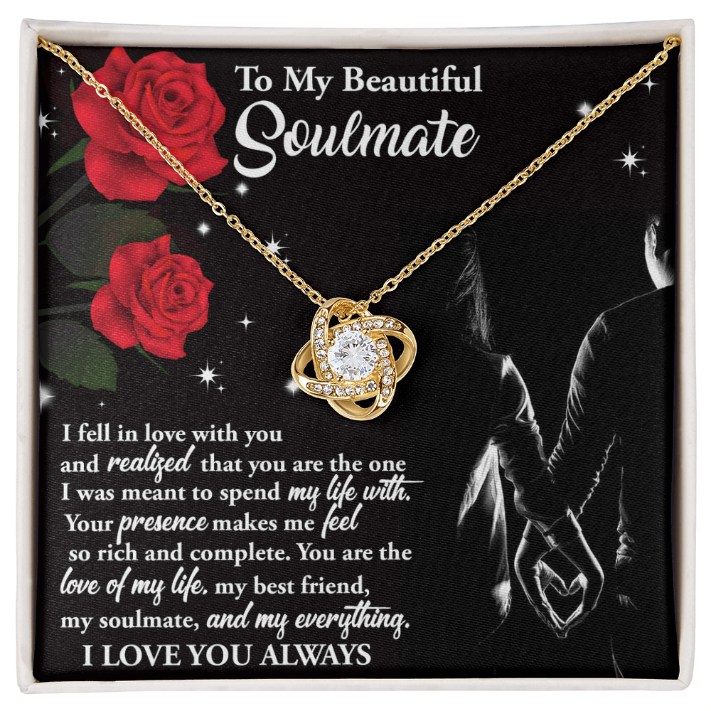 To My Beautiful Soulmate – Spend My Life With You - Love Knot Necklace with Message Card