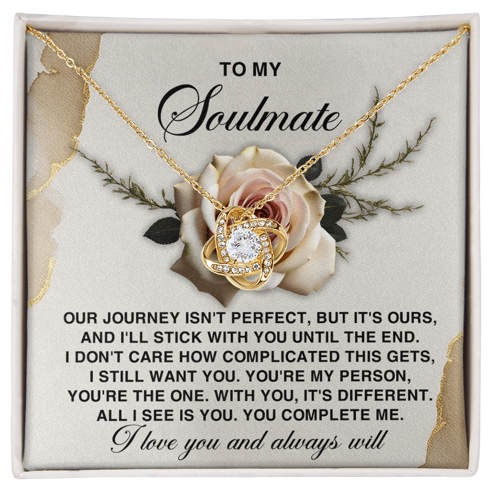To My Soulmate  - You Complete Me - Love Knot Necklace with Gift Box