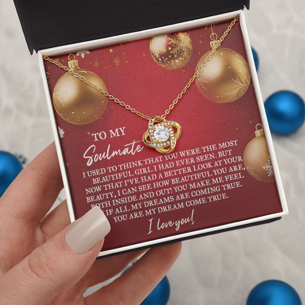 To My Soulmate – “My Dream Come True” Love Knot Necklace
