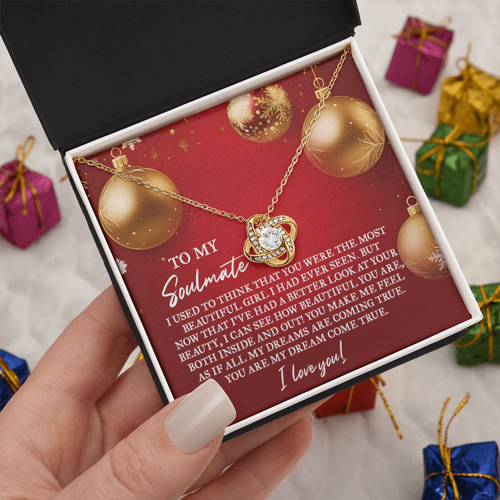 To My Soulmate – “My Dream Come True” Love Knot Necklace