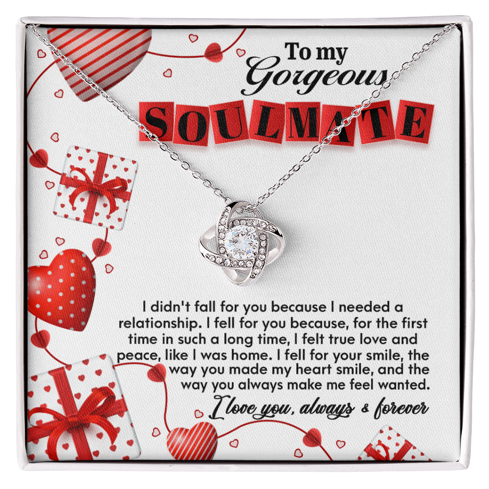 To My Gorgeous Soulmate Love Knot Necklace – Always & Forever Romantic Gift for Her