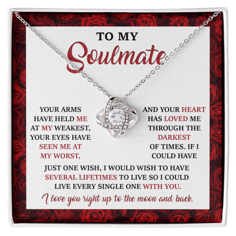 To My Soulmate – One Wish - Love Knot Necklace with Message Card