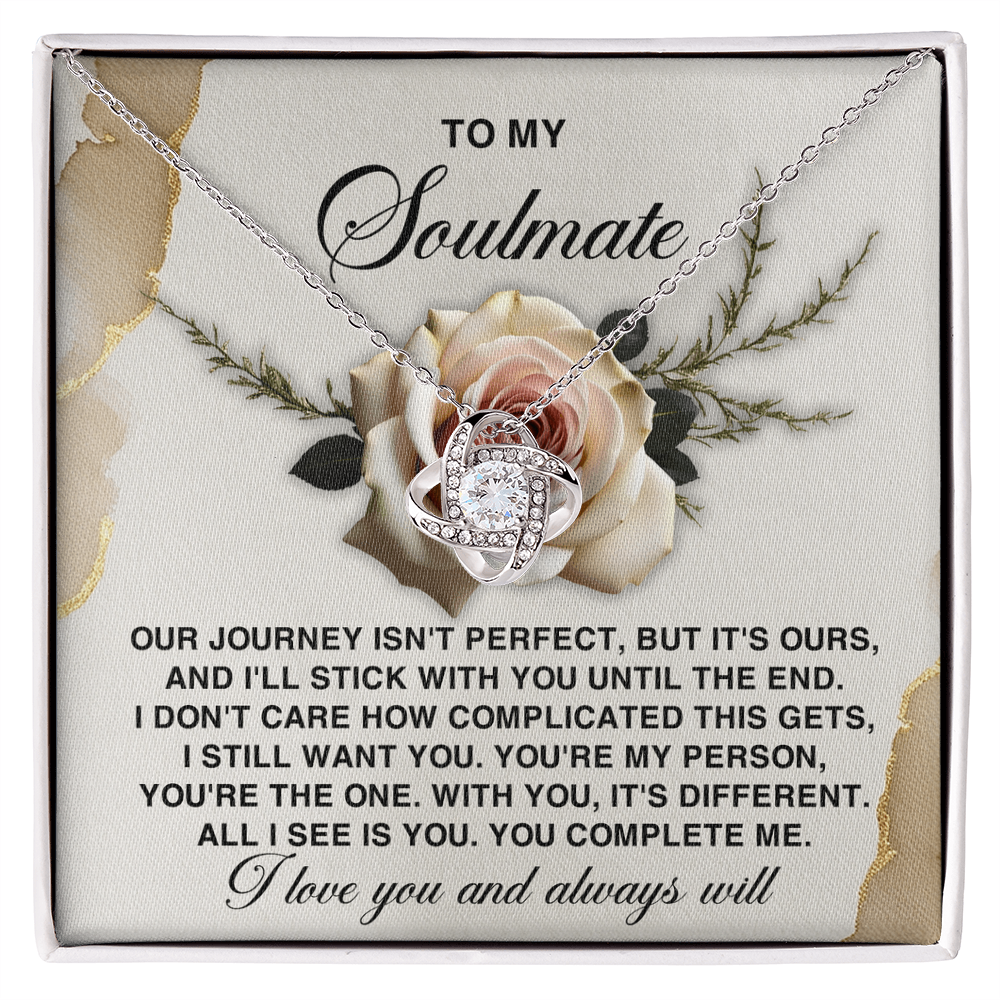 To My Soulmate  - You Complete Me - Love Knot Necklace with Gift Box