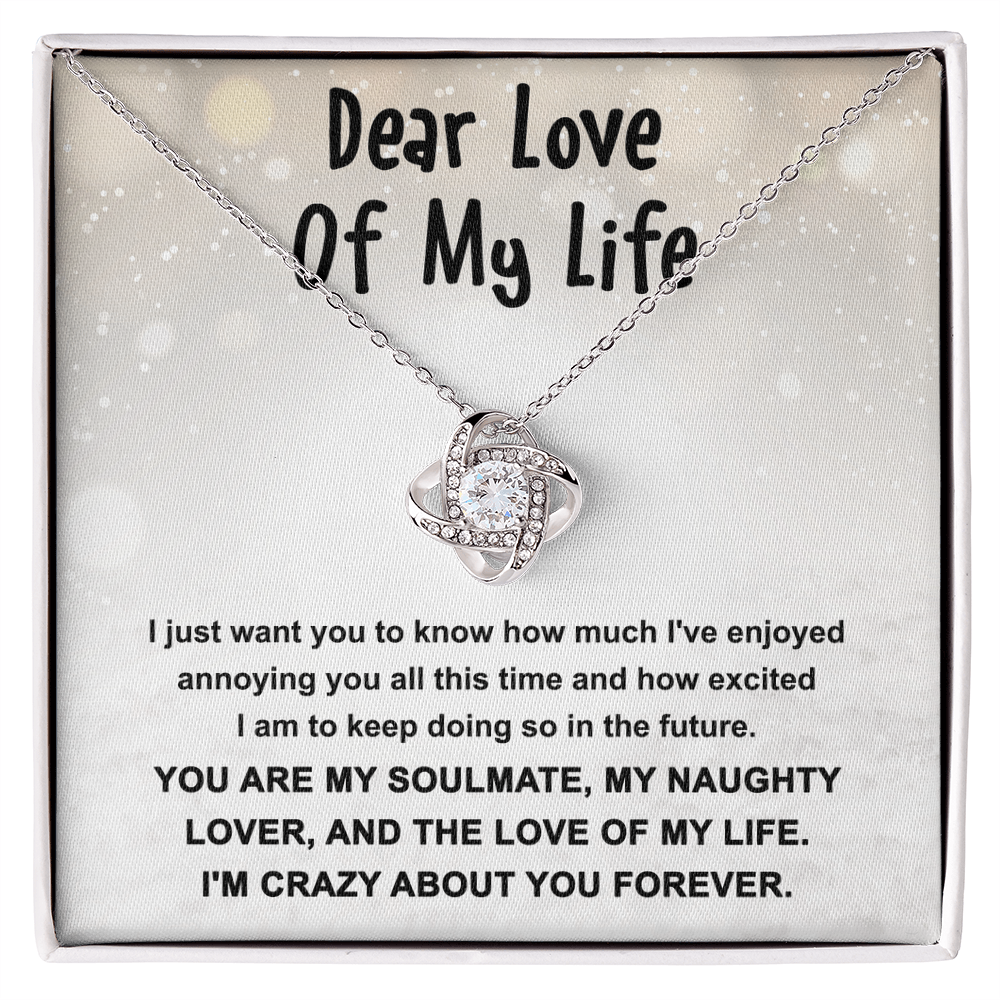 Dear Love of My Life Love Knot Necklace – Playful Soulmate Gift for Her