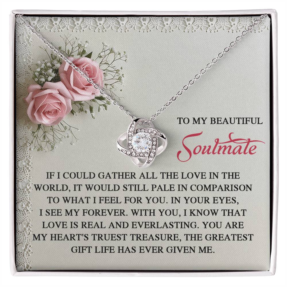 Soulmate - My Heart's Treasure - Love Knot Necklace With Romantic Message