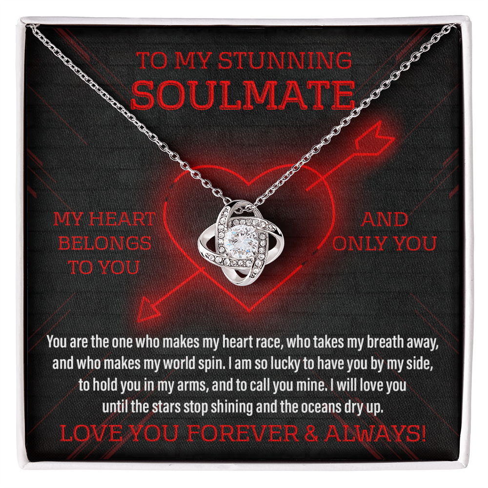 To My Stunning Soulmate Love Knot Necklace – Forever & Always Romantic Gift for Her