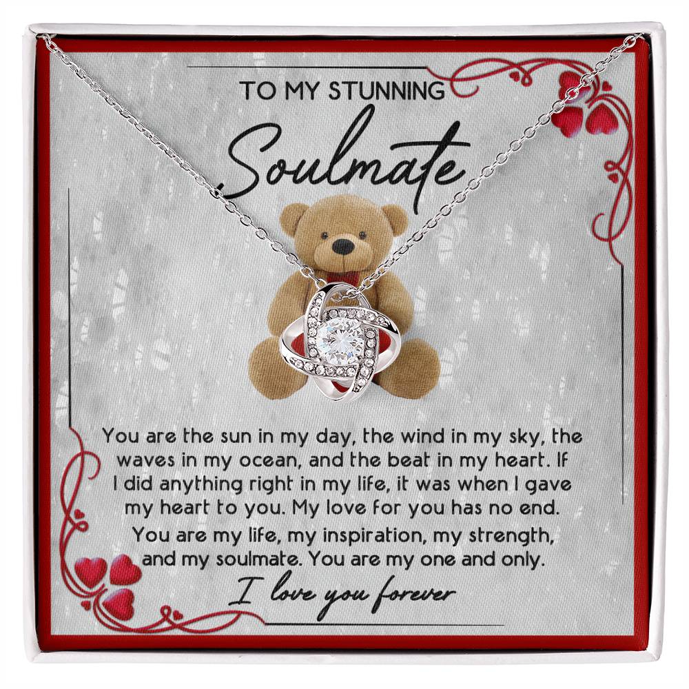 Soulmate Gift – I Love You Forever Necklace with Teddy Bear Message Card