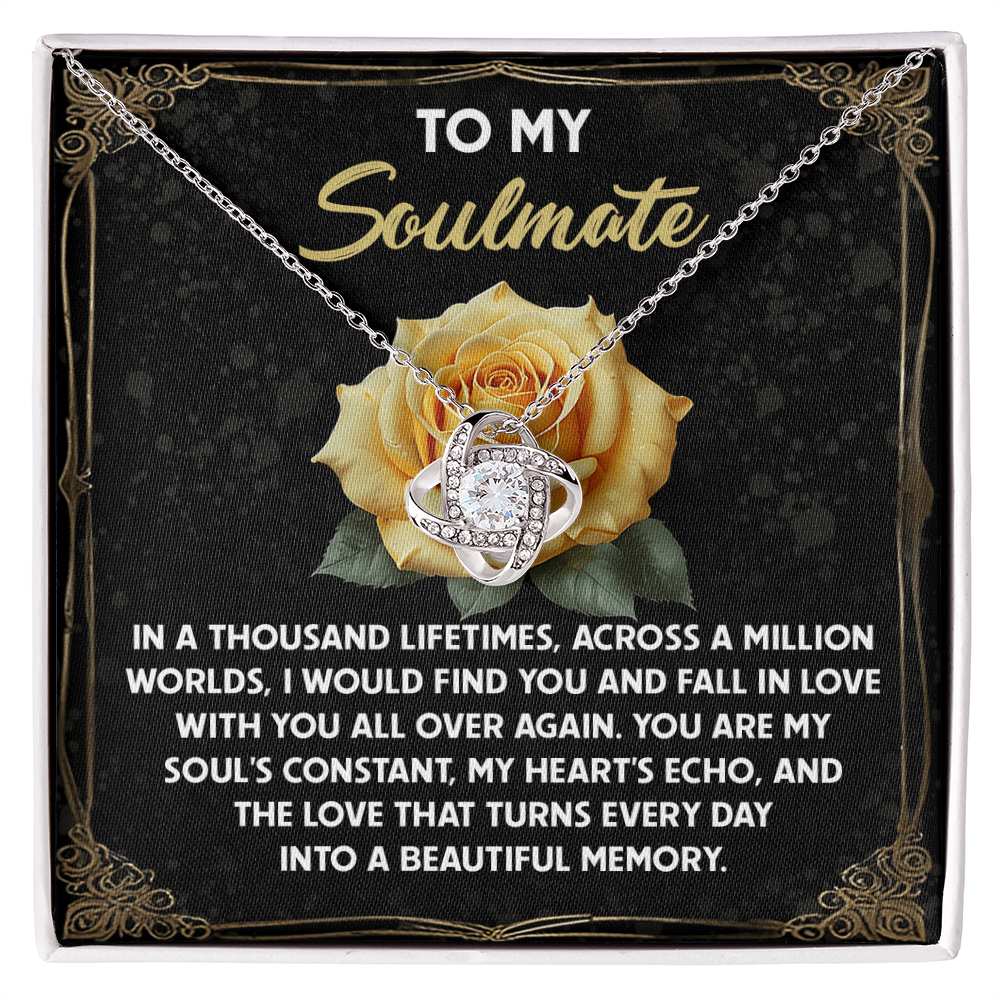 To My Soulmate -Beautiful Memory Love Knot Necklace with Message Card