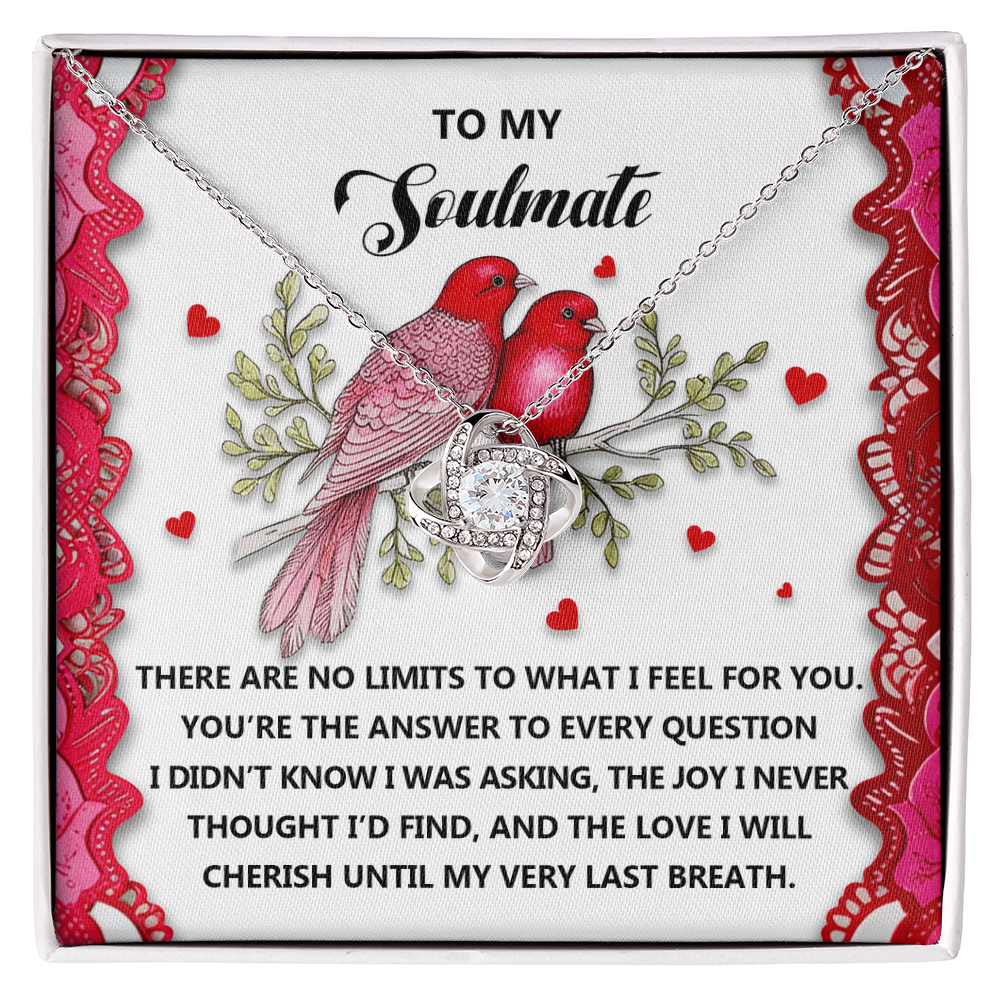 To My Soulmate - The Love I Will Cherish - Love Knot Necklace with Romantic Message
