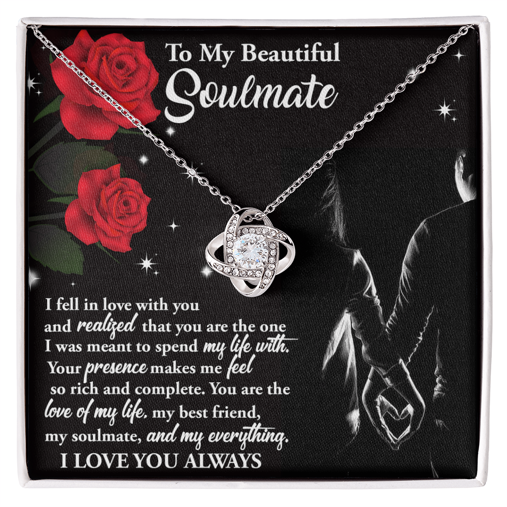 To My Beautiful Soulmate – Spend My Life With You - Love Knot Necklace with Message Card