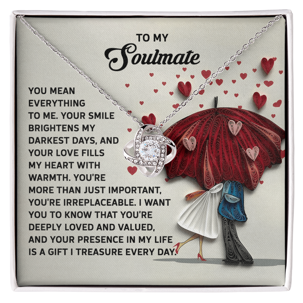 To My Soulmate - Treasured Gift - Love Knot Necklace with Heartfelt Message