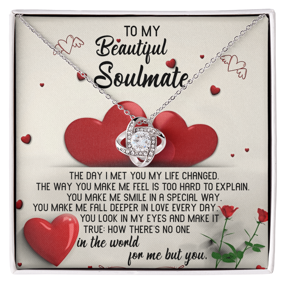 To My Beautiful Soulmate Love Knot Necklace – Romantic Forever Love Gift for Her