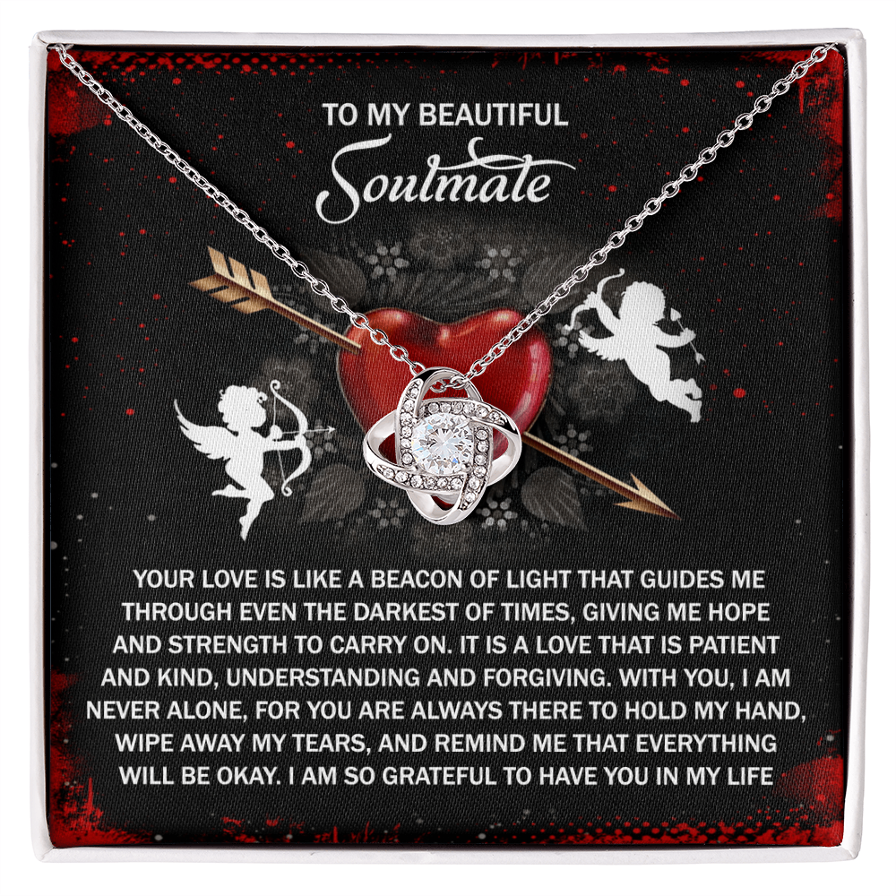 To My Beautiful Soulmate - Grateful For You - Love Knot Necklace