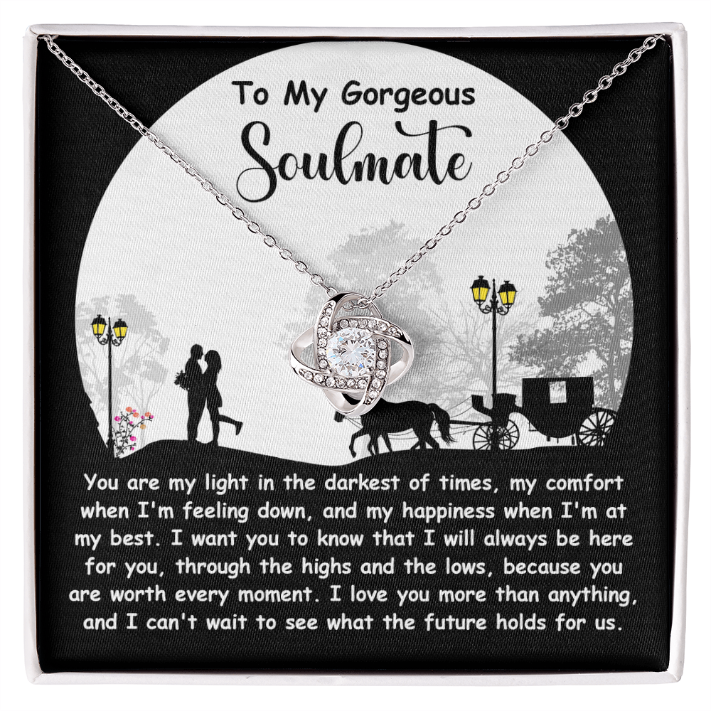 To My Gorgeous Soulmate – Future Holds For Us - Love Knot Necklace | Romantic Valentine's Day, Birthday or Anniversary Gift for Her